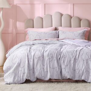 Purple Duvet Cover King Size with Bowknot Jacquard Design, Soft and